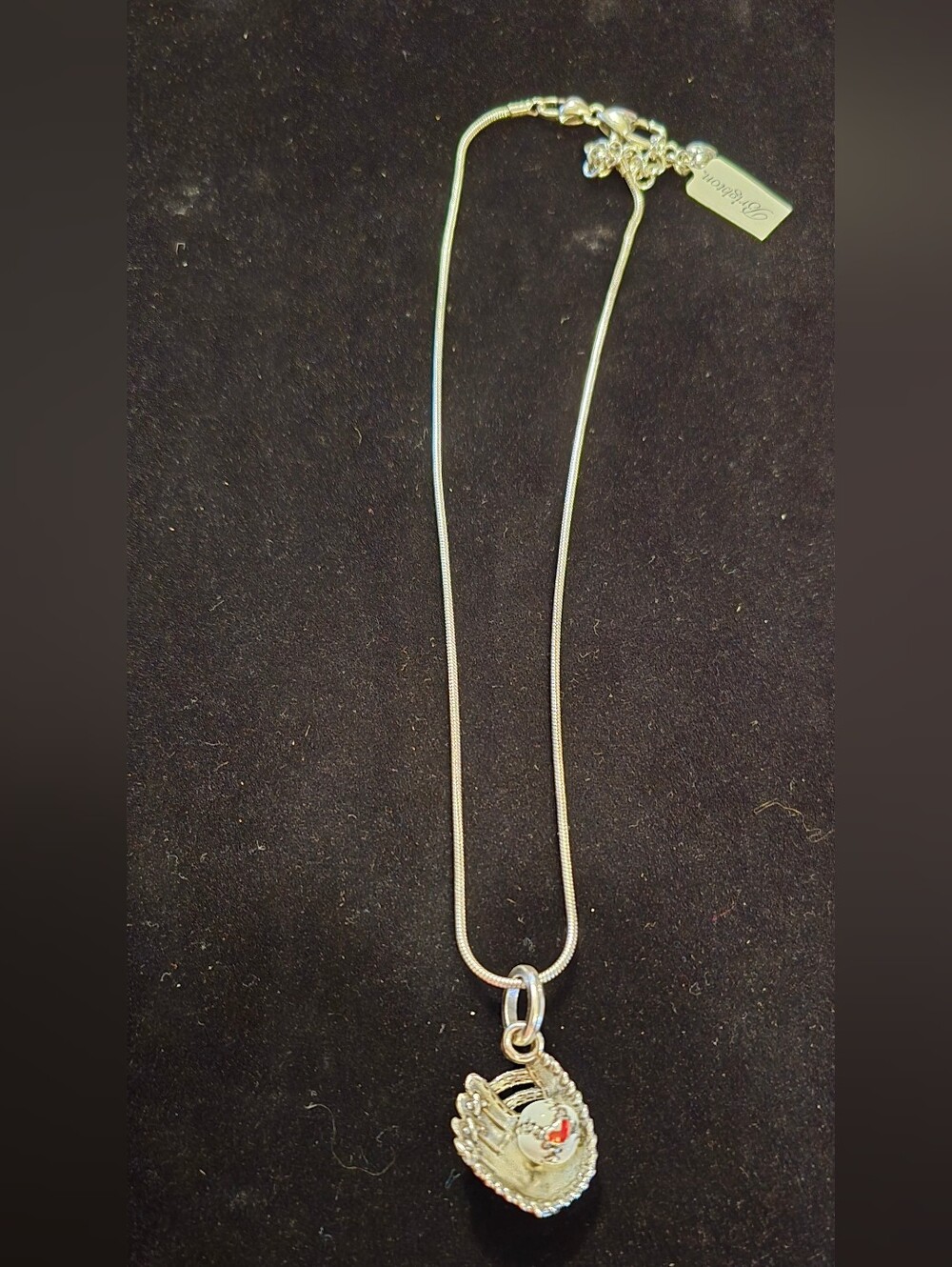 Brighton Silver CHARM Necklace with BASEBALL CHARM